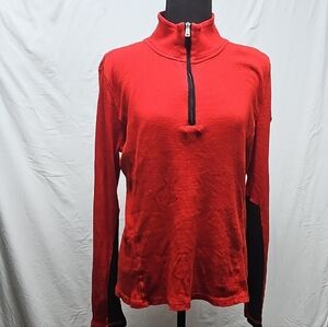 Ralph Lauren Red Long Sleeve Top with Black Trim